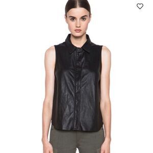 Rag & bone women’s small lamb leather‎ tent tank black button front sleeveless